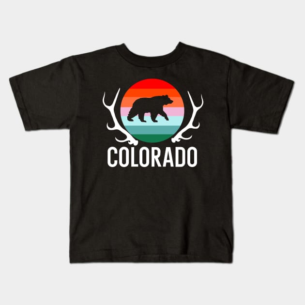 Colorado State Bear Adventure Travel Hiking Vintage Gift Kids T-Shirt by shamyin